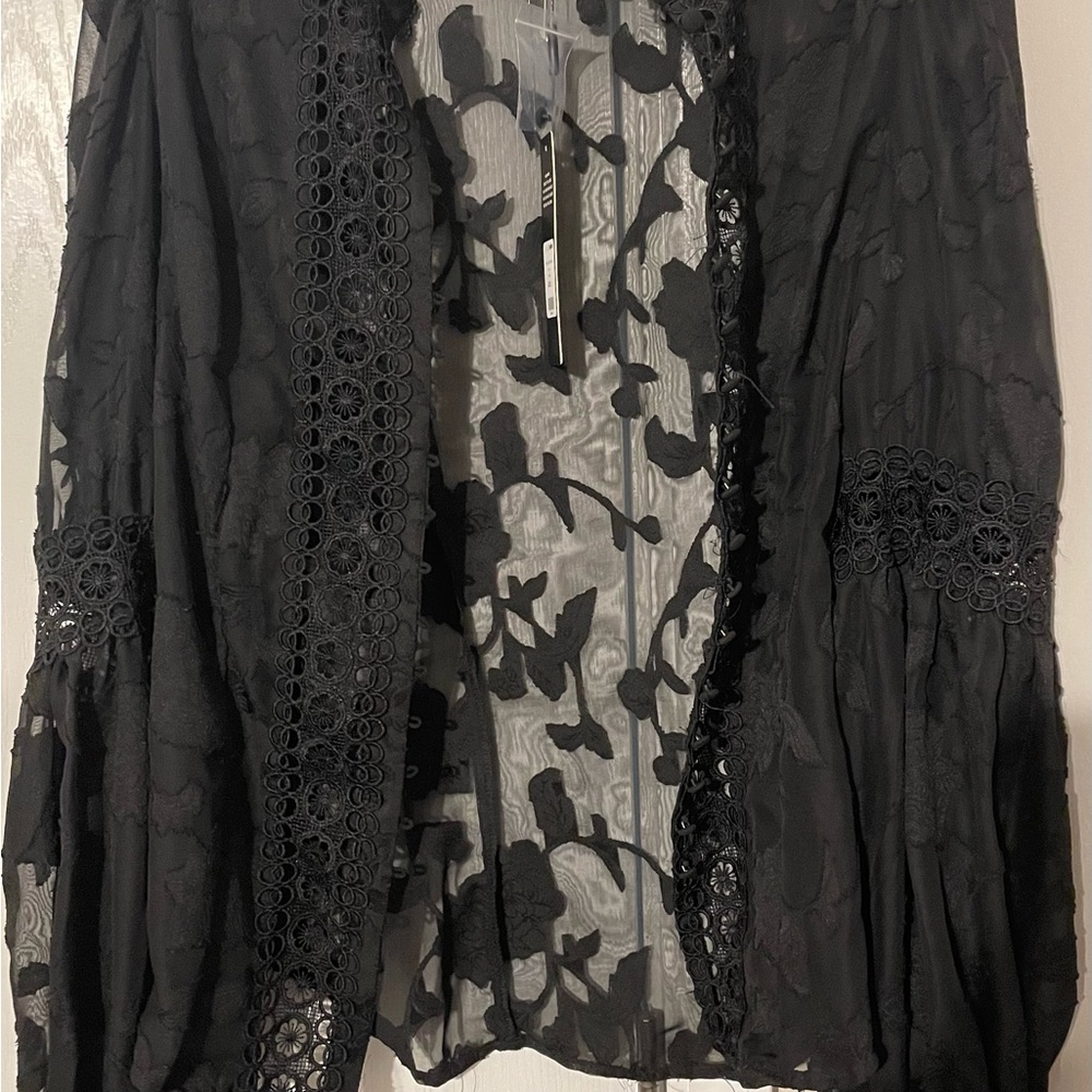 Fashion Nova Black Floral Lace Blouse